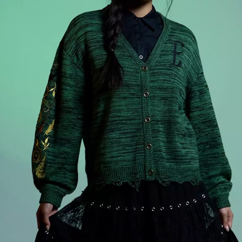 Wicked Elphaba Embroidered‎ Cardigan Hot Topic Wizard Of Oz